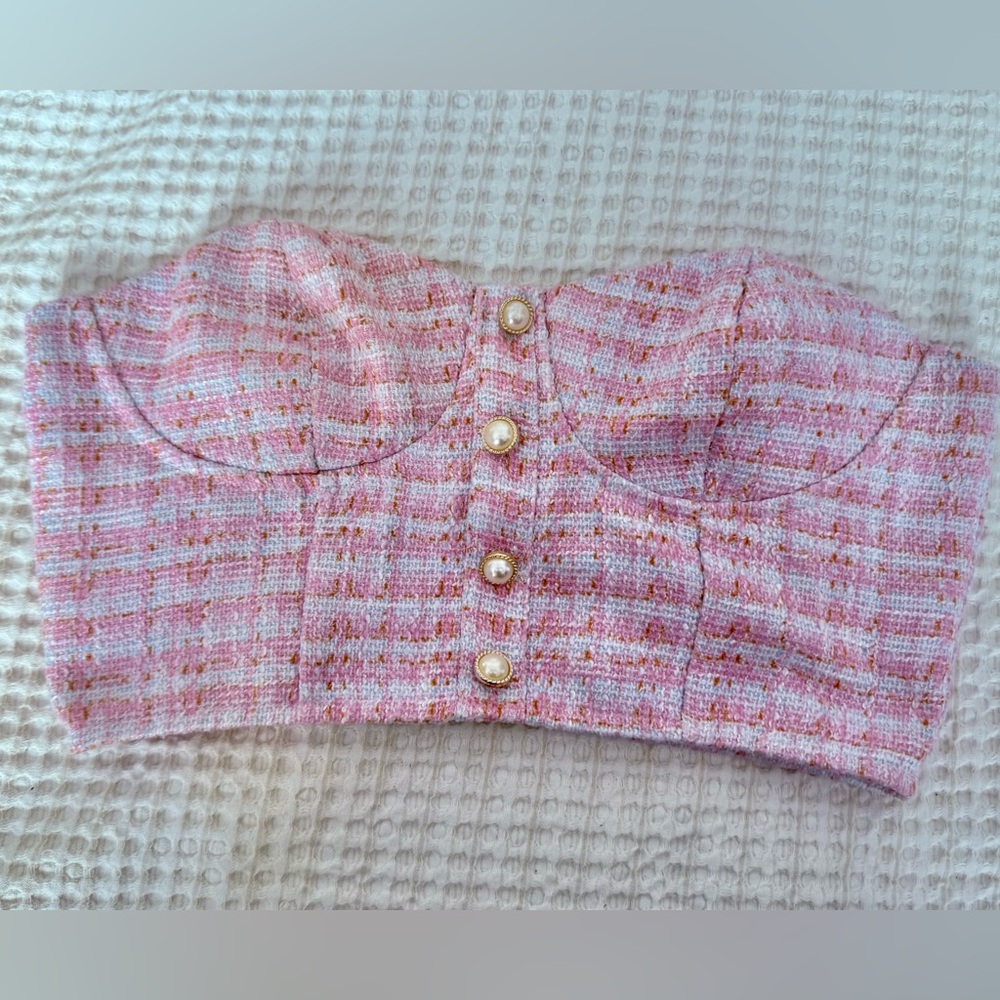 Cider ladies small Pink and White Bustier Top